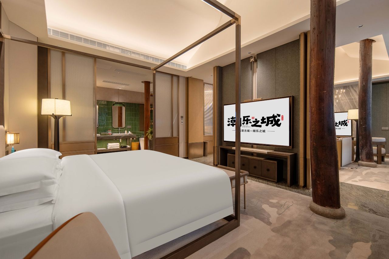 Interior of a suite with courtyard access and bathtub.